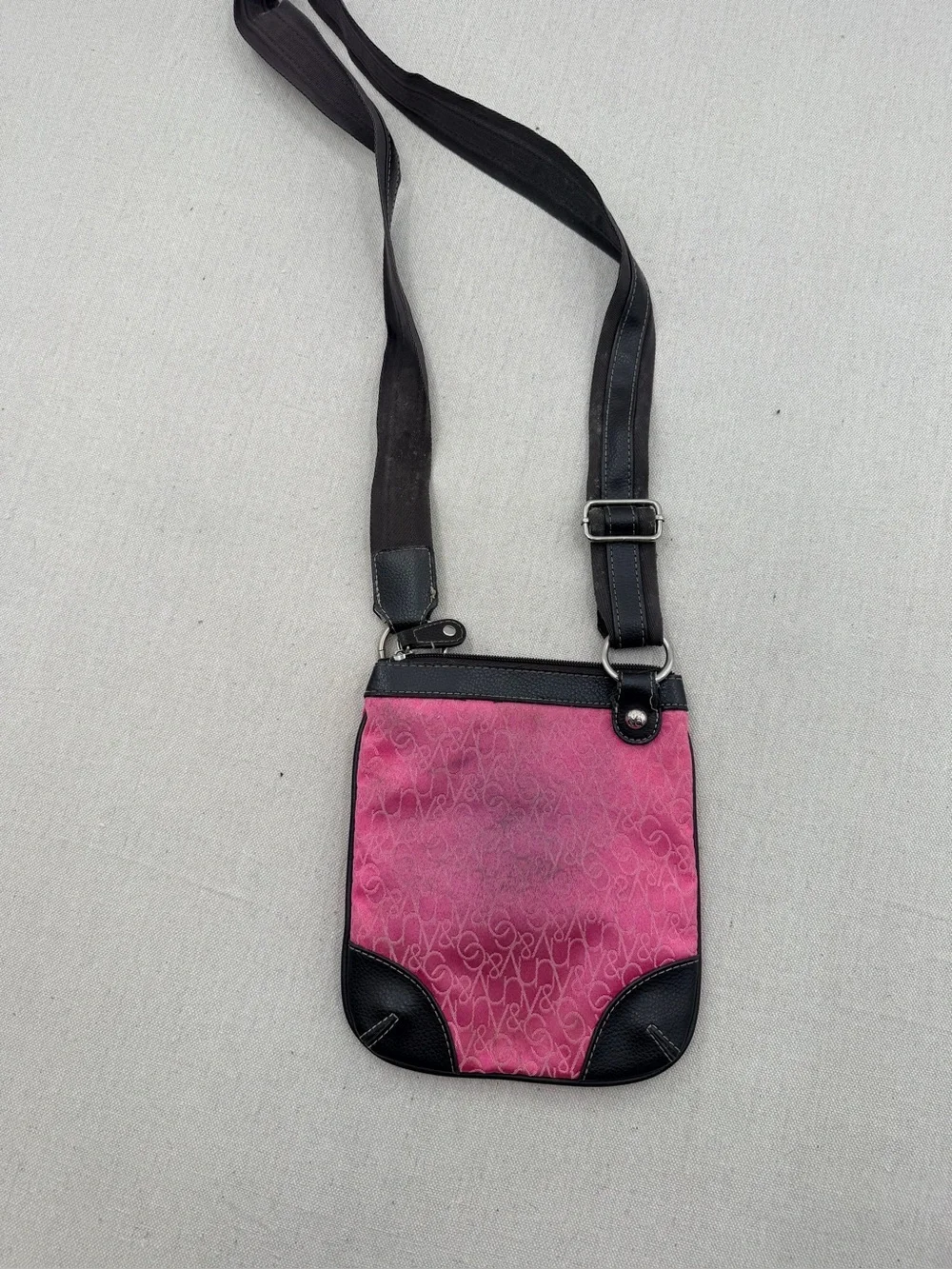 NY & Co. Pink Signature Pattern Crossbody with Black Trim